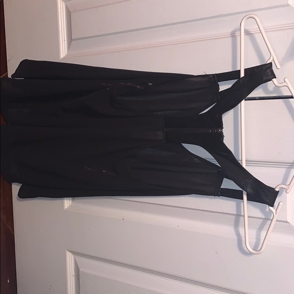 Black sheer and leather tank - Picture 3 of 3